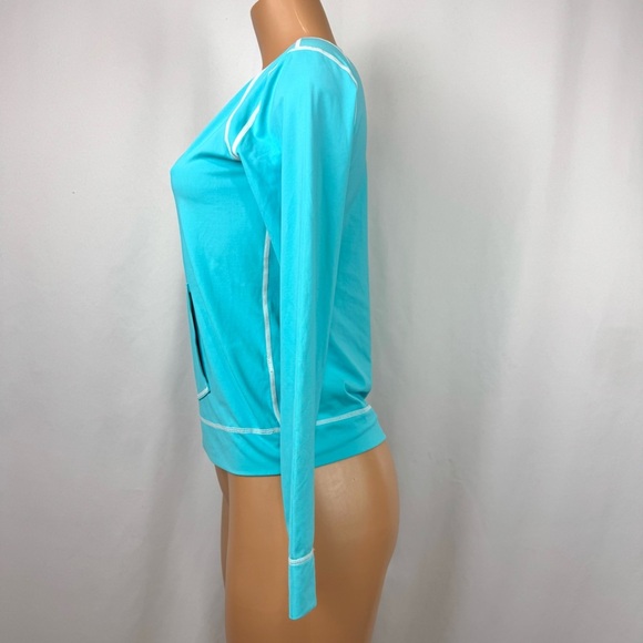 Athleta women’s Sz S Blue Swim long-sleeve top/rash guard nylon / spandex blend - Picture 4 of 11